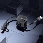 USAMS Retractable U1 2-in-1 Cable 1m black (lightning/microUSB) SJ192USB01 (US-SJ192) - imagine 2