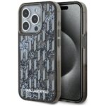 Case Karl Lagerfeld Liquide Glitter Monogram Gradient for iPhone 15 Pro Max black