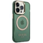Guess GUHMP14LHTCMA iPhone 14 Pro 6.1" khaki hard case Gold Outline Translucent MagSafe - imagine 4