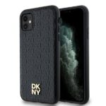 DKNY DKHMN61PSHRPSK iPhone 11 / Xr 6.1 inch black hardcase Leather Monogram Pattern Metal Logo MagSa