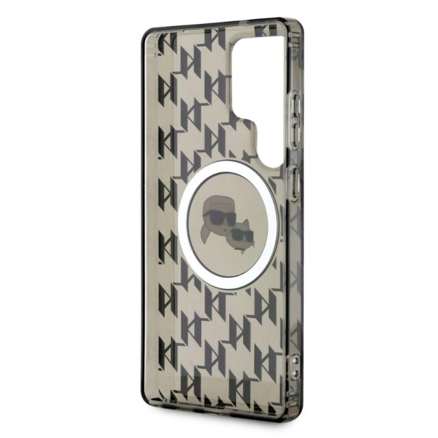 Case Karl Lagerfeld Button Karl & Choupette Heads On KL Pattern MagSafe Samsung Galaxy S25 Ultra bla - imagine 7