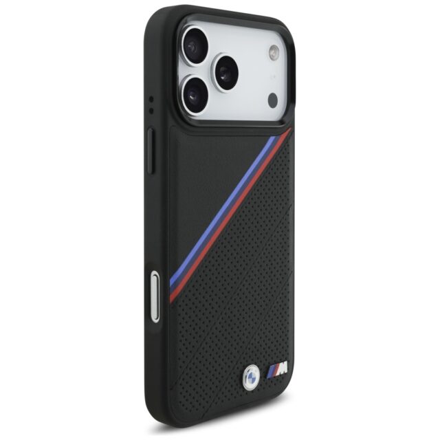 BMW M Tricolor Metal Logo MagSafe Case for iPhone 17 Pro Max Black - imagine 4