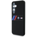 Case BMW Silicone Middle Tricolor Stripes MagSafe for Samsung Galaxy S25 black - imagine 2