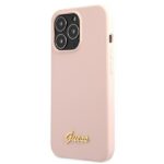 Guess GUHMP13LLSLMGLP iPhone 13 Pro / 13 6,1" light pink hardcase Silicone Script Gold Lo - imagine 3