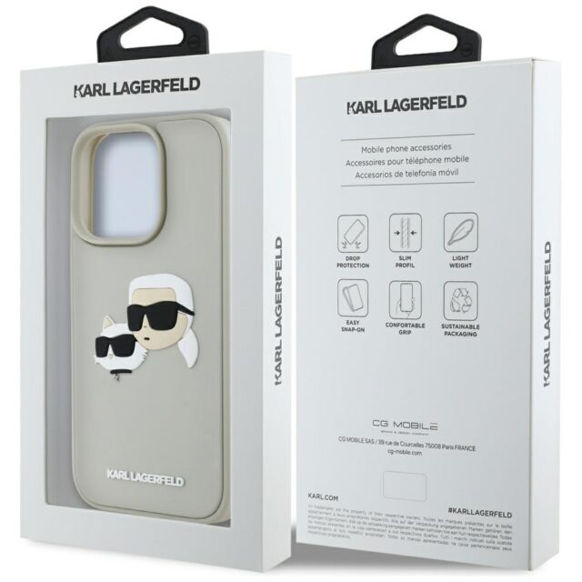 Case Karl Lagerfeld HC 3D Rubber Double Heads to iPhone 16 Pro beige - imagine 8