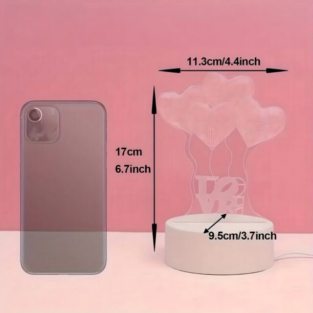 3D Heart Night Light Extralink Home, Optical Illusion for Bedroom USB - imagine 5