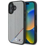 BMW BMHMP16S23PUPDG iPhone 16 6.1" grey hardcase M Perforated Tricolor Line MagSafe