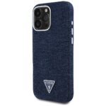 Case Guess Denim Triangle Logo MagSafe for iPhone 16 Pro Max blue - imagine 2