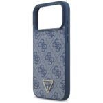 Guess Leather 4G Triangle Strass MagSafe case for iPhone 17 Pro Max blue - imagine 6