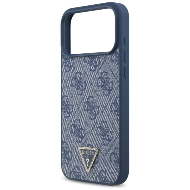 Guess Leather 4G Triangle Strass MagSafe case for iPhone 17 Pro Max blue - imagine 6