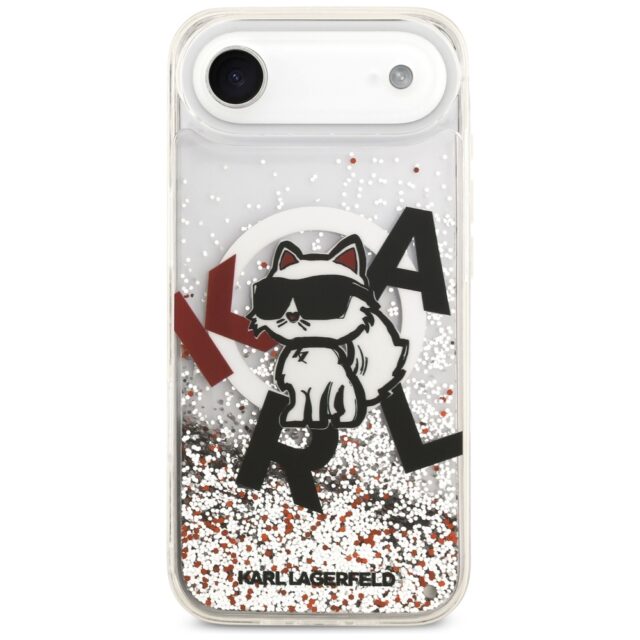 Karl Lagerfeld Liquid Glitter Choupette Logo MagSafe Case for iPhone Air Clear - imagine 3