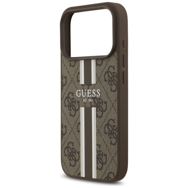 Case Guess 4G Printed Stripes MagSafe for iPhone 17 Pro brown - imagine 6