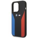 Case BMW BMHCP15L22SCSK iPhone 15 Pro 6.1" black Silicone Blue&Red Stripes M Collection - imagine 6