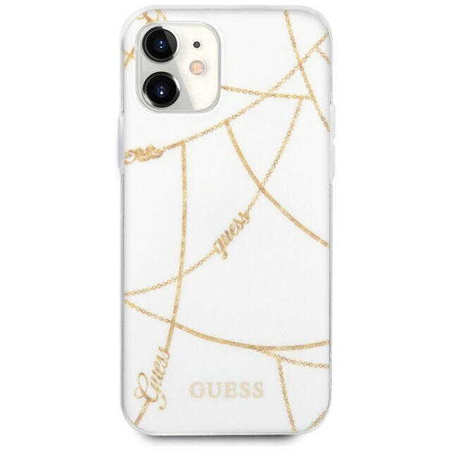 Guess GUHCP12SPCUCHWH iPhone 12 mini 5,4" white hardcase Gold Chain Collection - imagine 3