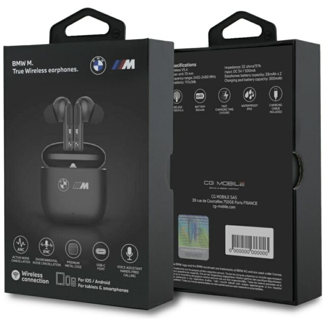 Bluetooth TWS Earphones BMW M Metal M Logo Print ANC-ENC black - imagine 5