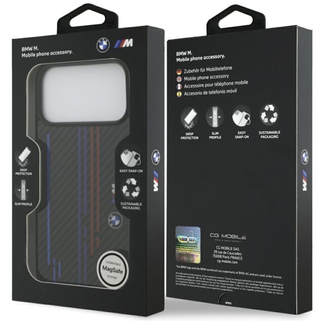 Case BMW M Kevlar Lines & Logo MagSafe for iPhone 17 Pro Max black - imagine 8