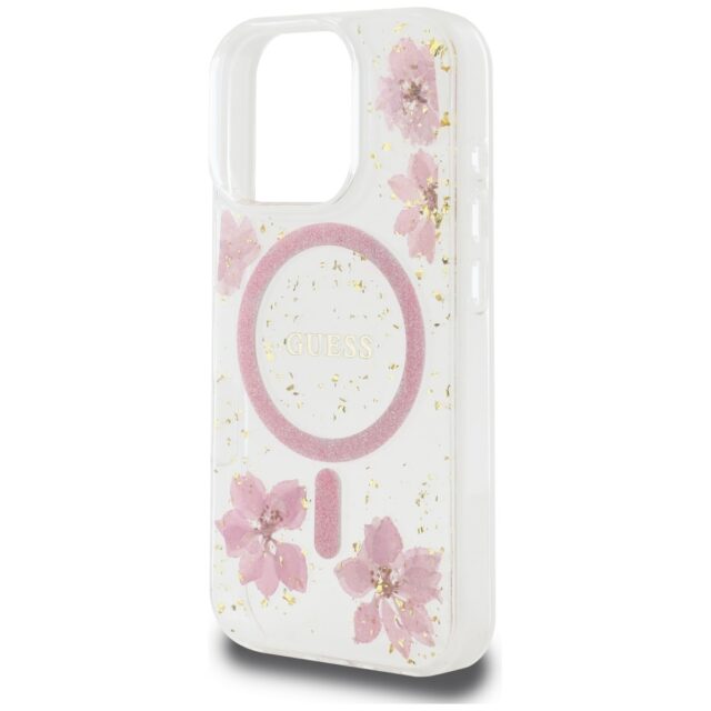 Case Guess Resin Flowers MagSafe for iPhone 16 Pro Max pink - imagine 6