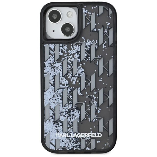 Case Karl Lagerfeld Liquide Glitter Monogram Gradient for iPhone 15 black - imagine 3