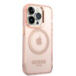 Guess GUHMP14LHTCMP iPhone 14 Pro6,1" pink hard case Gold Outline Translucent MagSafe - imagine 4