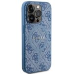 Guess GUHMP15LG4GFRB iPhone 15 Pro 6.1" blue hardcase 4G Collection Leather Metal Logo MagS - imagine 4