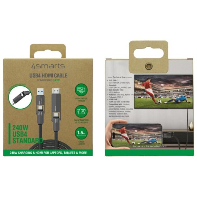 Cable 4smarts ComboCord USB4 HDMI 240W 1.5m black - imagine 7