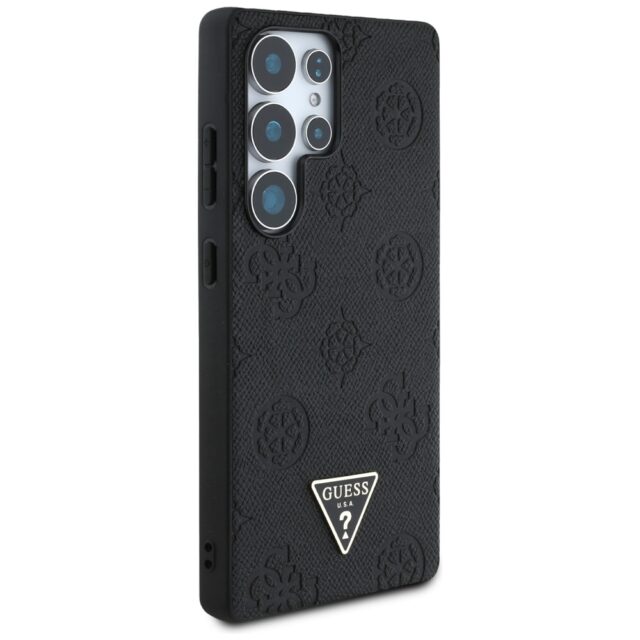 Case Guess Grained Hot Stamp Peony Pattern Triangle Logo MagSafe for Samsung Galaxy S25 Ultra black - imagine 4