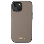DKNY DKHMP15SPGHLME iPhone 15 6.1" beige hardcase Grained Metal Logo MagSafe - imagine 3