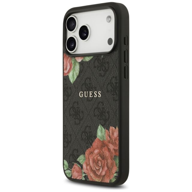 Case Guess 4G Flowers Print MagSafe for iPhone 17 Pro black - imagine 2