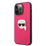 Karl Lagerfeld KLHCP13LPKMP iPhone 13 Pro / 13 6,1" pink hardcase Leather Ikonik Karl`s Head M - imagine 2
