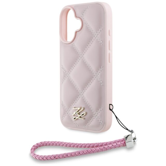 Case Karl Lagerfeld Quilted Initial Logo & Chain Strap for iPhone 16 pink - imagine 5
