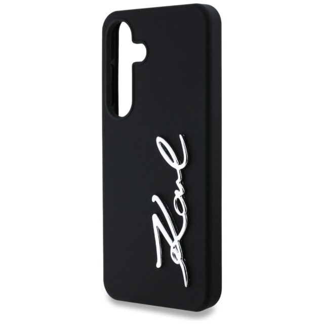 Case Karl Lagerfeld Silicone Metal Signature Logo Samsung Galaxy S25 black - imagine 6