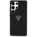 Case Guess Hot Stamp 4G Pattern Triangle Metal Logo Samsung Galaxy S25 Ultra black - imagine 3