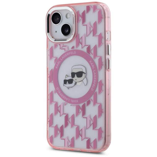 Karl Lagerfeld KLHMP15SHMCKMHP iPhone 15 6.1"pink IML Monogram Karl&Choupette Head MagSafe - imagine 2