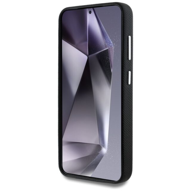 Case Guess Grained Triangle Logo MagSafe for Samsung Galaxy S25 black - imagine 5