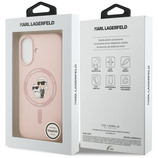 Case Karl Lagerfeld Silicone  Karl&Choupette Ring MagSafe for iPhone 17 pink - imagine 8
