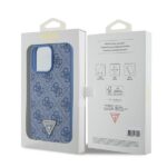 Guess GUHCP15XP4TDPB iPhone 15 Pro Max 6.7" blue hardcase Leather 4G Triangle Strass - imagine 8