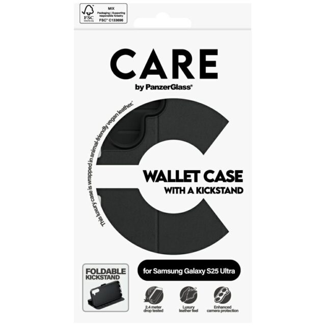 Etui CARE by PanzerGlass Feature Wallet  Kickstand do Samsung Galaxy S25 Ultra black - imagine 5