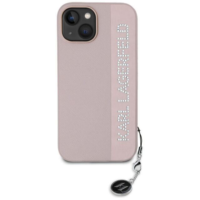 Karl Lagerfeld KLHCP15SPSAKDGCP iPhone 15 / 14 / 13 6.1" pink hardcase Saffiano Rhinestones & - imagine 3