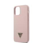 Guess GUHCP12SLSTMLP iPhone 12 mini 5,4" light pink hardcase Silicone Triangle Logo - imagine 8