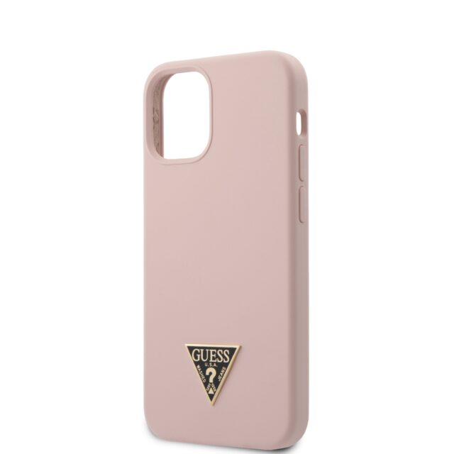 Guess GUHCP12SLSTMLP iPhone 12 mini 5,4" light pink hardcase Silicone Triangle Logo - imagine 8