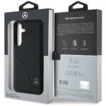 Mercedes Leather Curved Stitches Case for Samsung Galaxy S25 Black - imagine 8