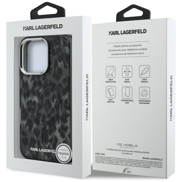 Case Karl Lagerfeld IML Leopard Pattern  MagSafe for iPhone 16 Pro Max black - imagine 8