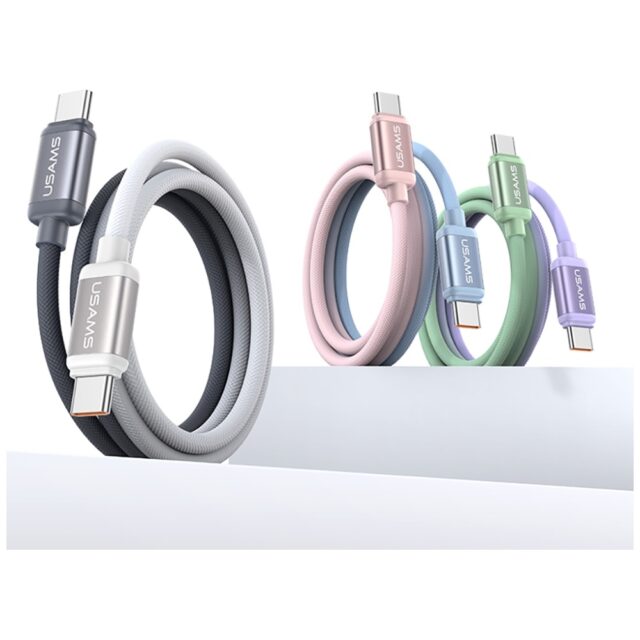 Cable USAMS Bicolor Series SJ756 PD 60W USB-C/USB-C  1.2m blue and pink - imagine 2