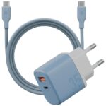 Wall charger Bazic GoPort Velox Kit USB-C/USB-A GaN 35W with cable blue