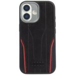 Case Audi R8 Genuine Leather MagSafe for iPhone 17 black-red