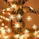 Lampki choinkowe LED snowflake/star -    3m/20 lampek ciepłe białe/warm white zasilane bat. 3xAA EHD-LS04 - imagine 5