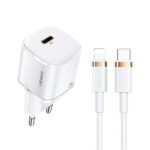 USAMS Wall Charger 1xUSB-C T36 mini 20W + USB-C to Lightning cable white PD3.0 Fast Charging XFKXLOG