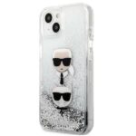 Karl Lagerfeld KLHCP13MKICGLS iPhone 13 /14/15 6,1" silver hardcase Liquid Glitter Karl&Choupette He - imagine 2