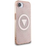 Case Guess IML Metal Glitter 4G Circle Triangle MagSafe for iPhone 16e pink - imagine 4