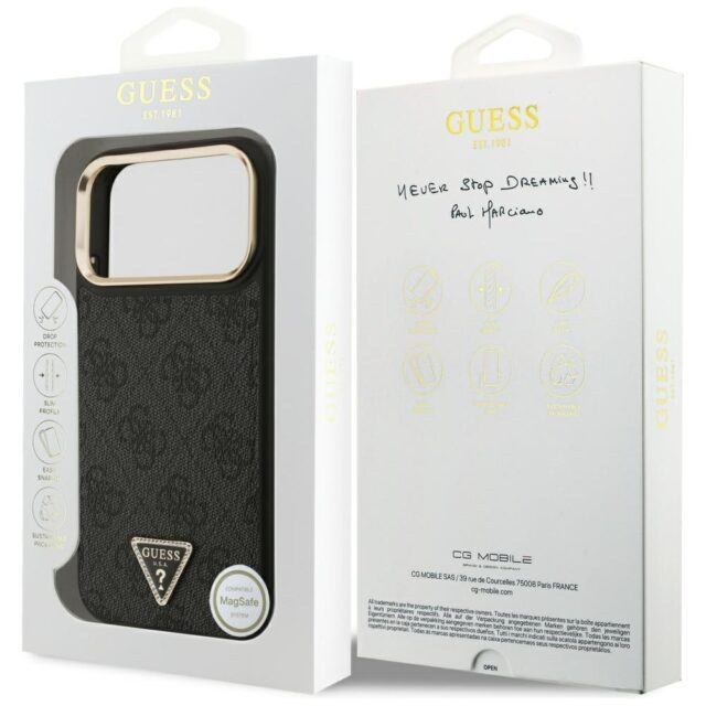 Case Guess 4G Triangle Logo MagSafe for iPhone 17 Pro Max black gold - imagine 8
